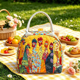 Cute Rooster Pattern Quilted Lunch Bag