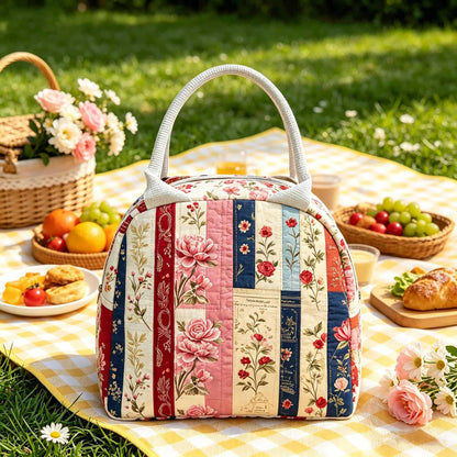 Vintage Floral Quilted Lunch Bag