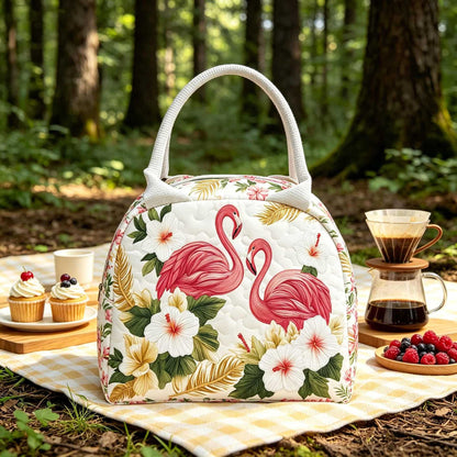 Tropical Flamingo Quilted Lunch Bag