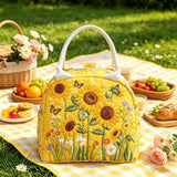Vintage Wildflower & Sunflower Quilted Lunch Bag