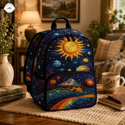 Celestial Sun & Mountain Quilted Backpack