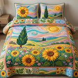 Sunflower Field Quilted Bedding Set