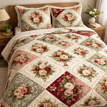 Vintage Bouquet Quilted Bedding Set