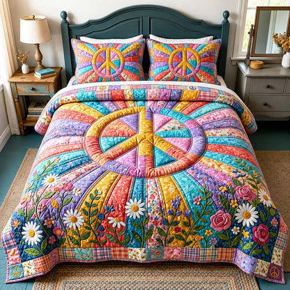 Rainbow Bloom Quilted Bedding Set