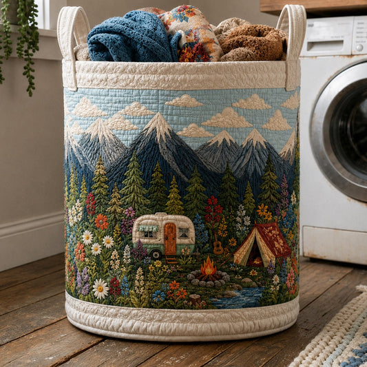 Mountain Camper Wildflower Camping Quilted Laundry Basket