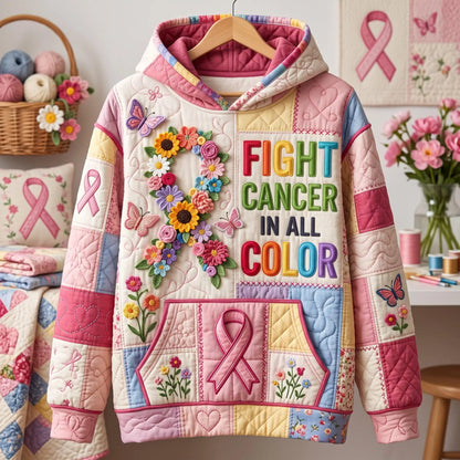 Color Hope Quilted Casual Hoodie