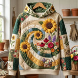 Sunflower Garden Quilted Casual Hoodie