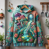 Enchanted Mushroom Quilted Casual Hoodie