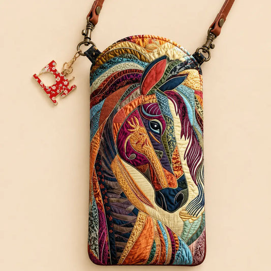 Colorful Patchwork Horse Quilted Slim Phone Crossbody Bag