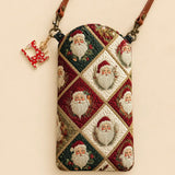 Patchwork Santa Claus Christmas Quilted Slim Phone Crossbody Bag