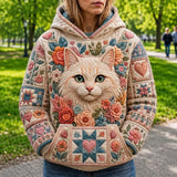 Cat Cottage Days Quilted Casual Hoodie