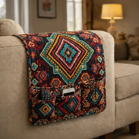 Diamond Quilted Sofa Armrest Organizer
