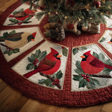 Festive Cardinal Quilted Tree Skirt