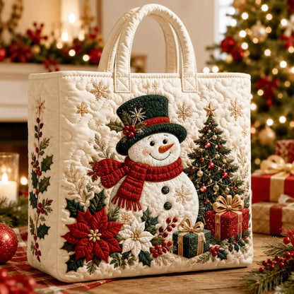 Christmas Snowman Tree Gift Handmade Tote Bag