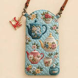 Teapot Floral Quilted Slim Phone Crossbody Bag