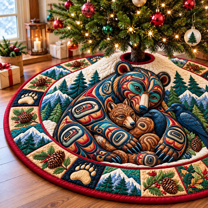 Bear Forest Retreat Quilted Tree Skirt