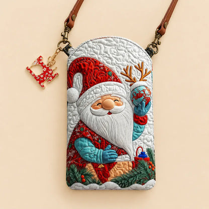 Santa Gnome Quilted Slim Phone Crossbody Bag