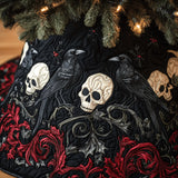 Christmas Skull And Black Crow Quilted Tree Skirt