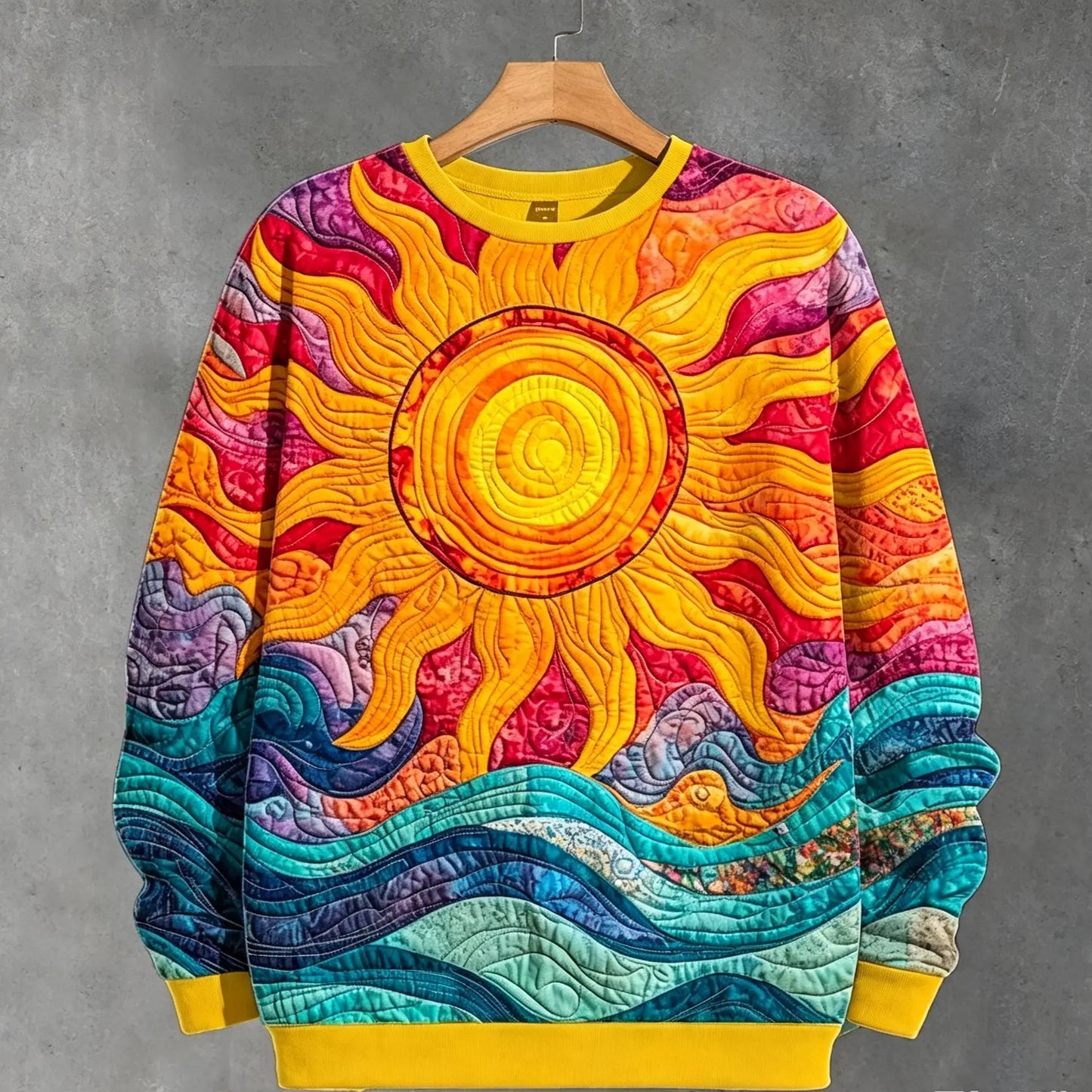 Sun Ocean Wave Colorful Boho Style Sweatshirt