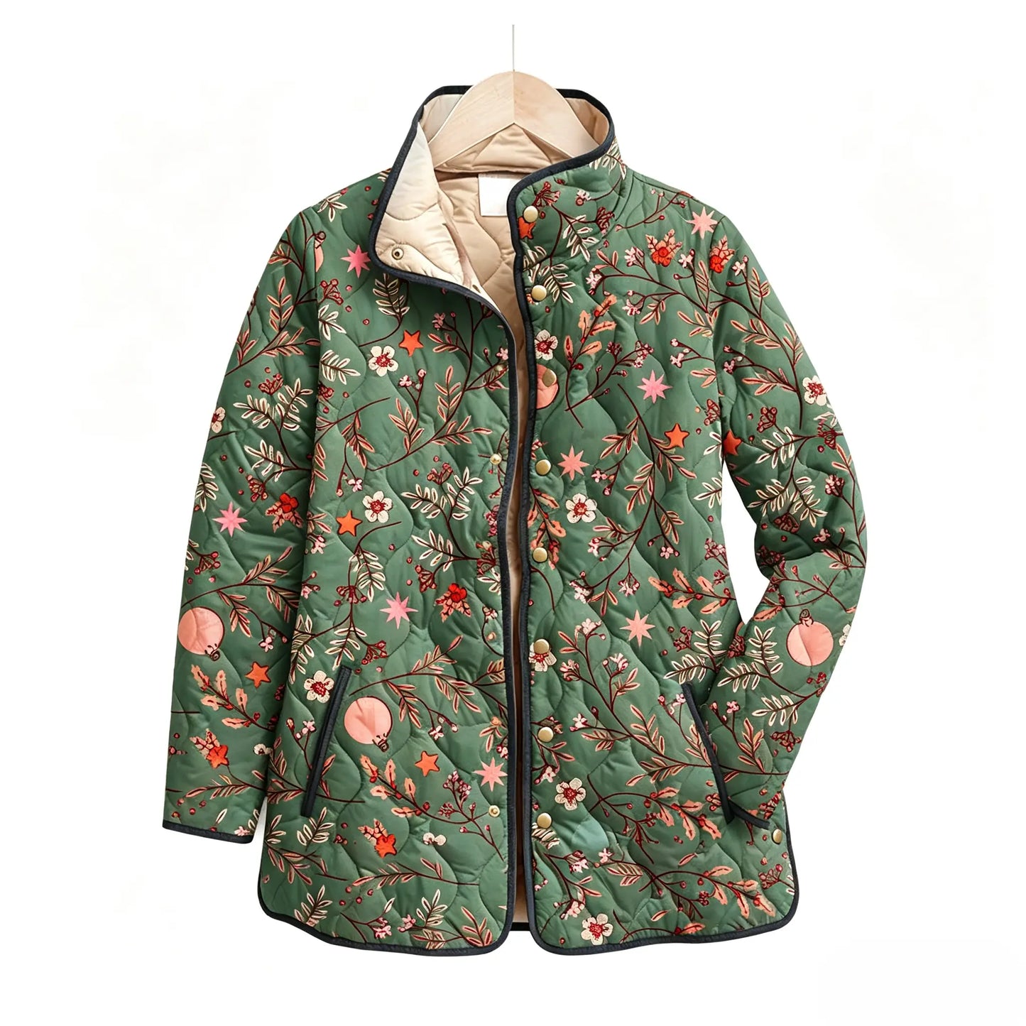 Green Floral Star Quilted Jacket