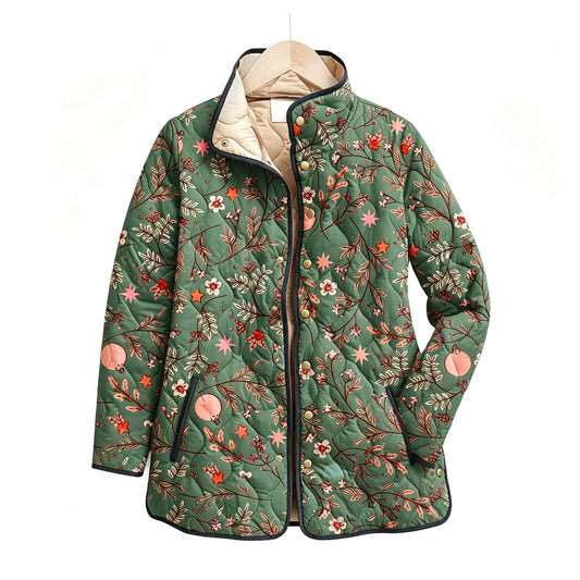 Green Floral Star Quilted Jacket