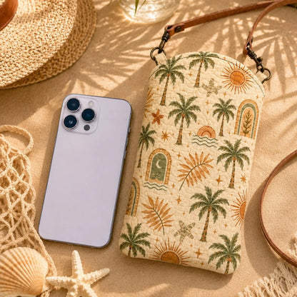Boho Tropical Quilted Slim Phone Crossbody Bag