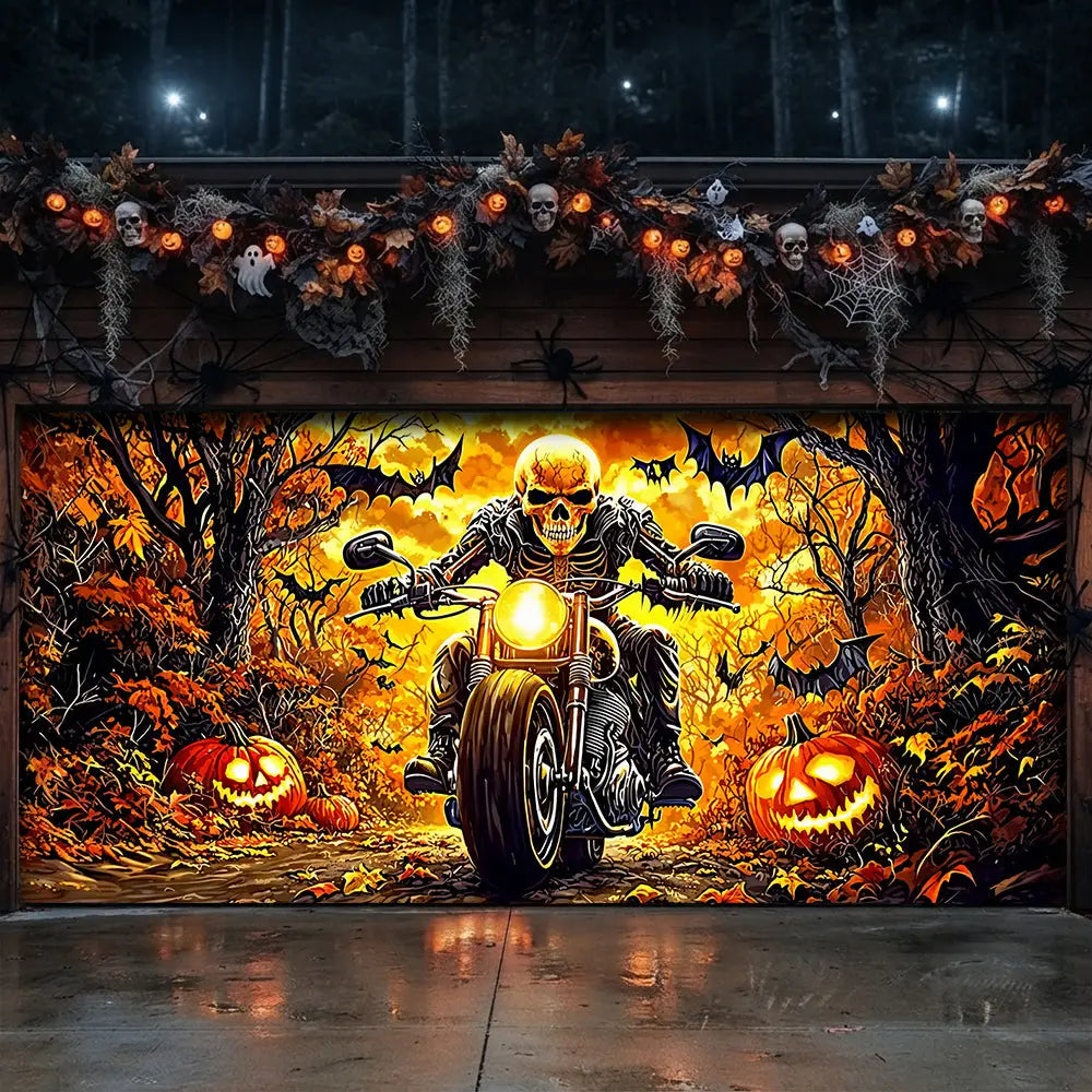 Born To Ride Built For Halloween Garage Door Banner Decoration