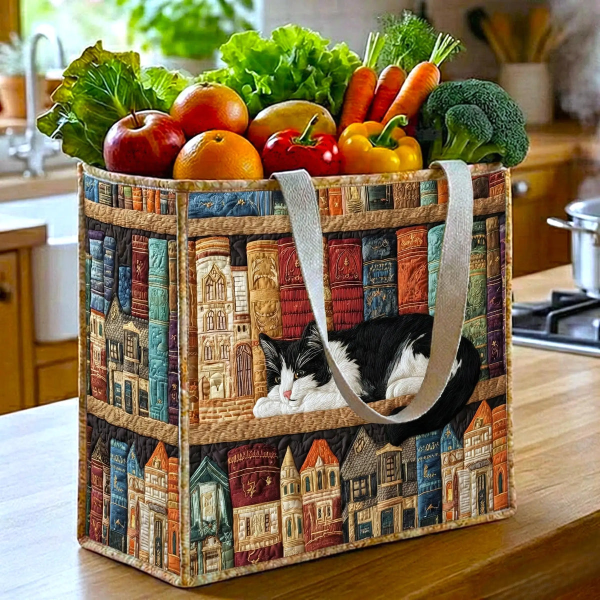 Quiet Pages Quilted Shopping Bag