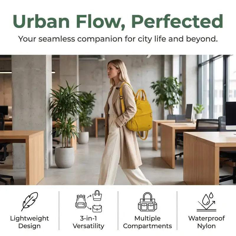 Women's Urban Minimalist 3-in-1 Nylon Backpack