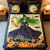 Halloween-Witch Quilted Bedding Set