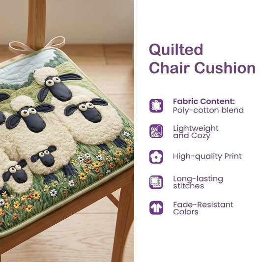 Sleeping Cat Quilted Chair Cushion