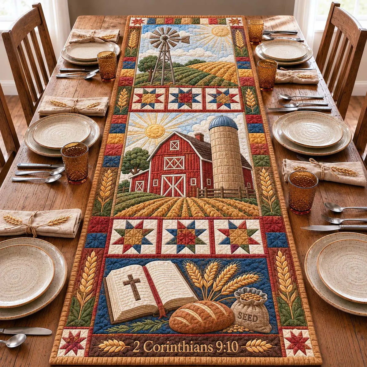 Farm Faith Quilted Table Runner