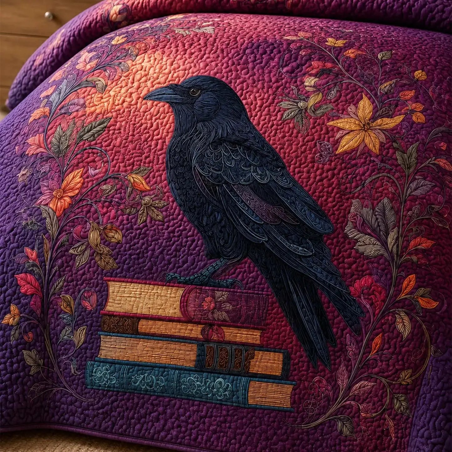 Raven Enchanted Library Quilted Bedding Set