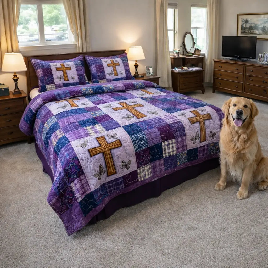 Faithful Sunrise Quilted Bedding Set