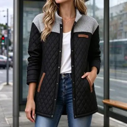 Women's Casual Color Blocked Cotton Padded Jacket