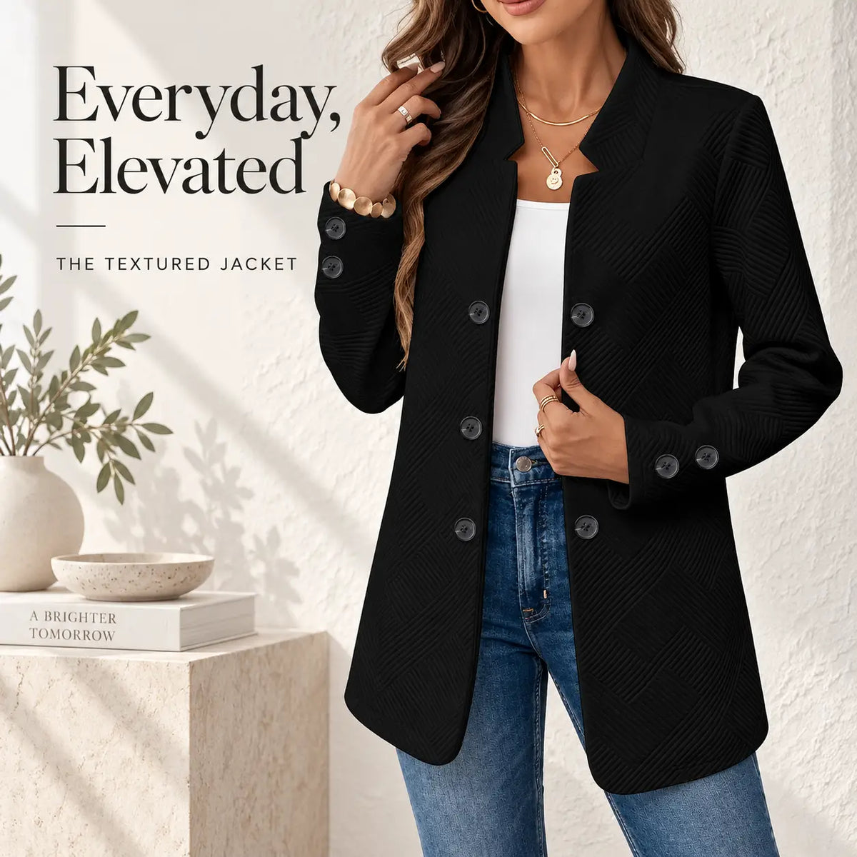 Women's Long Sleeve Blazer Casual Jacket With Pocket