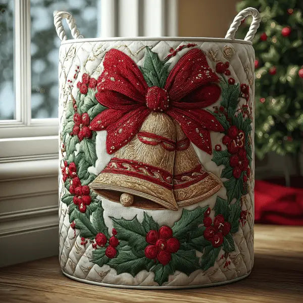 Christmas Bell Quilted Laundry Basket