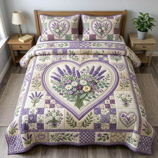 Floral Patchwork Quilted Bedding Set