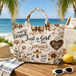 Faith Inspired Floral Print PVC Tote Bag