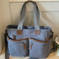 Corduroy Multi-Pocket Convertible Tote Bag