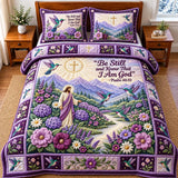 Be Still Lavender Faith Quilted Bedding Set