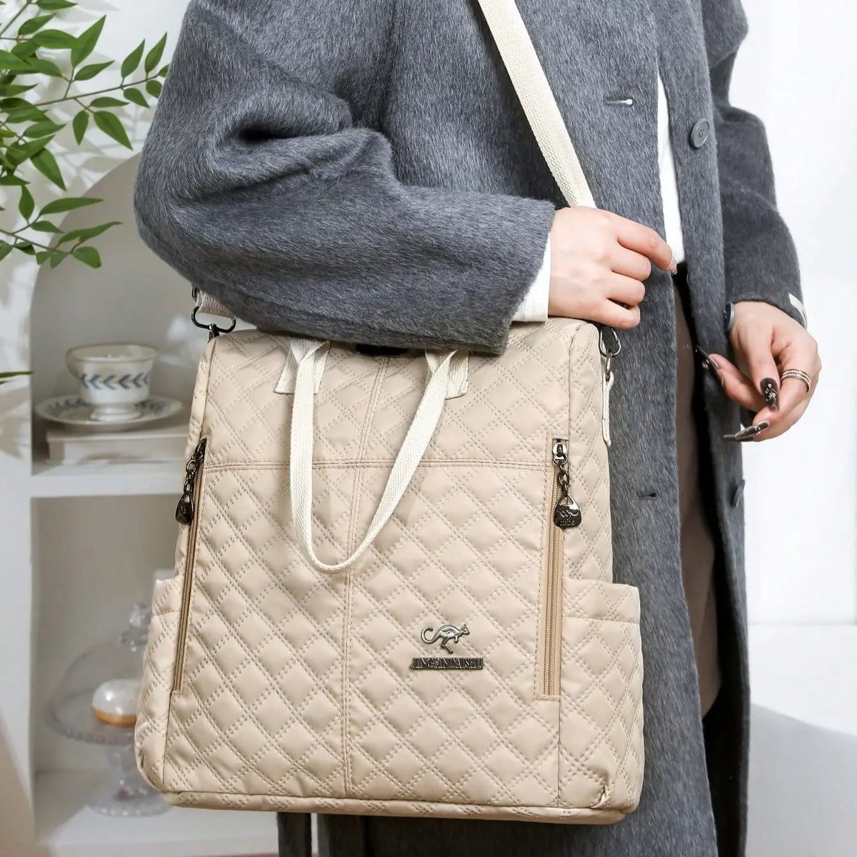 Anti-Theft Vintage Quilted Nylon Women's Backpack