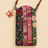 Vintage Floral Quilted Slim Phone Crossbody Bag