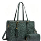 Vintage Embossed Leather Laptop Tote Set