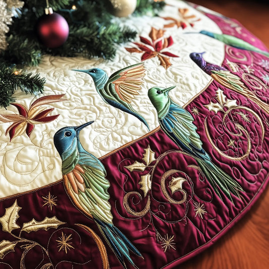 Christmas Hummingbird Quilted Tree Skirt