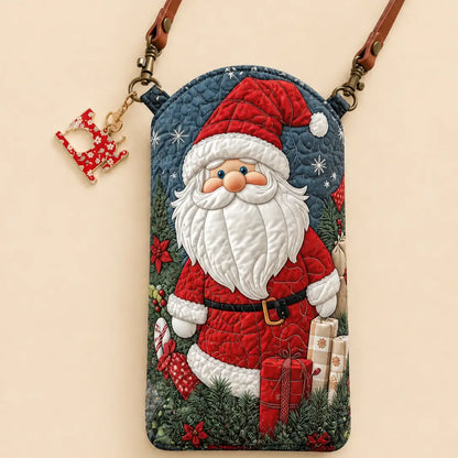 Santa Claus with Christmas Gifts Quilted Slim Phone Crossbody Bag