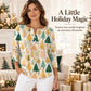 Christmas Retro 3D Digital Print Polo Sweatshirt With Buttons