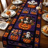 Halloween Pumpkin and Spooky Mushroom Quilted Table Runner