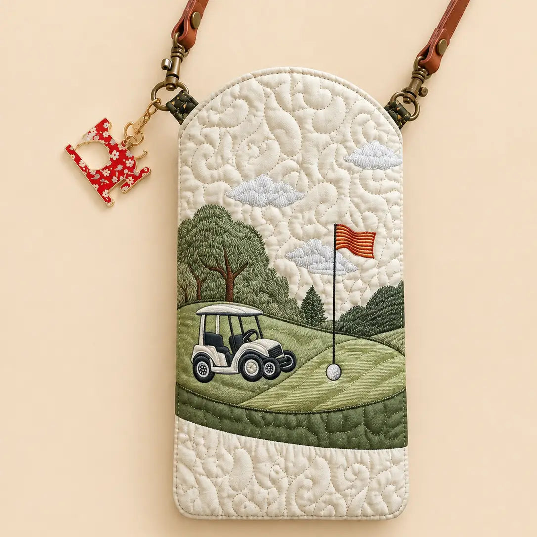 Golf Course Quilted Slim Phone Crossbody Bag