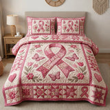 Breast Cancer Quilted Bedding Set